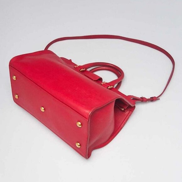 Yves Saint Laurent Red Calfskin Leather Small Cabas ChYc Bag - Picture 3 of 12